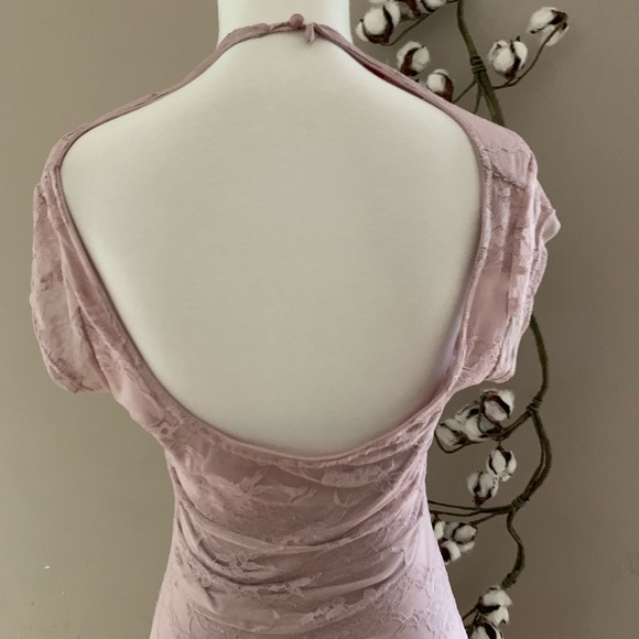 Retro Doll Mauve Lace Bodycon with Back Cutout - Picture 4 of 4